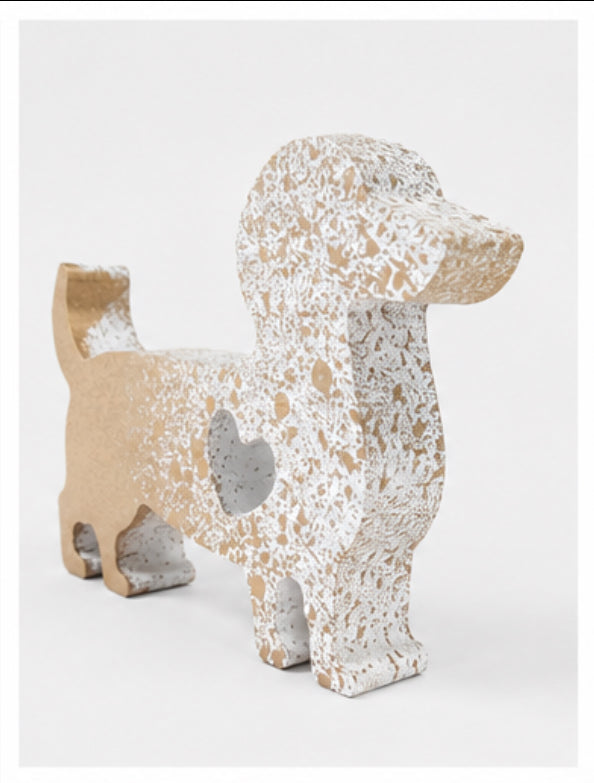 Dog Figurine with Speckled Gold Finish