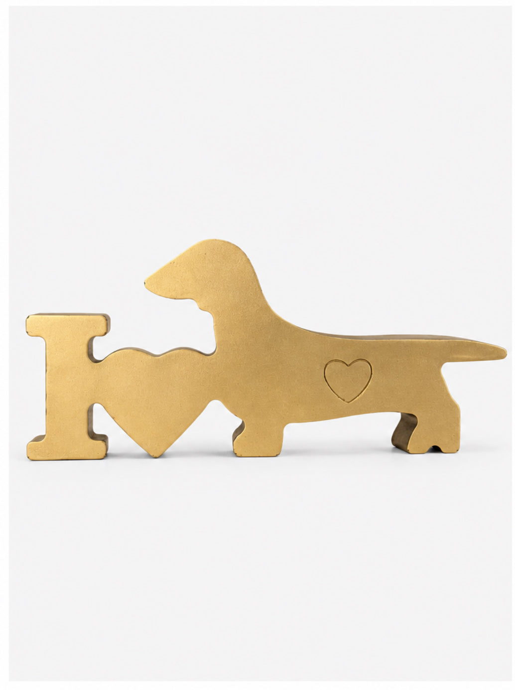 Gold I ❤️ Dachshund Figurine – Wiener Dog Decor – Dachshund Lover Gift – Minimal Dog Sign – Handmade Raysin Ornament