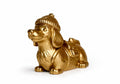 Gold Dachshund Figurine – Cute Wiener Dog with Backpack & Hat – Luxury Dog Decor – Dachshund Lover Gift – Handmade Ornament