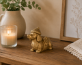 Gold Dachshund Figurine – Cute Wiener Dog with Backpack & Hat – Luxury Dog Decor – Dachshund Lover Gift – Handmade Ornament